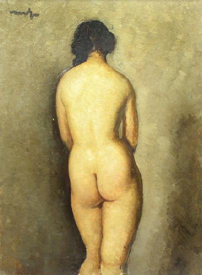 Nicolae Tonitza Nud vazut din spate, semnat stanga sus cu negru, ulei pe carton lipit pe carton Germany oil painting art